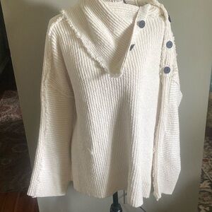 Free People Cream Cowl Neck Sweater